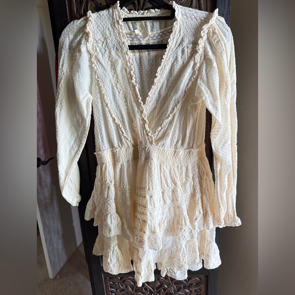 LoveShackFancy Cream Ruffle Mini Dress - Picture 4 of 9